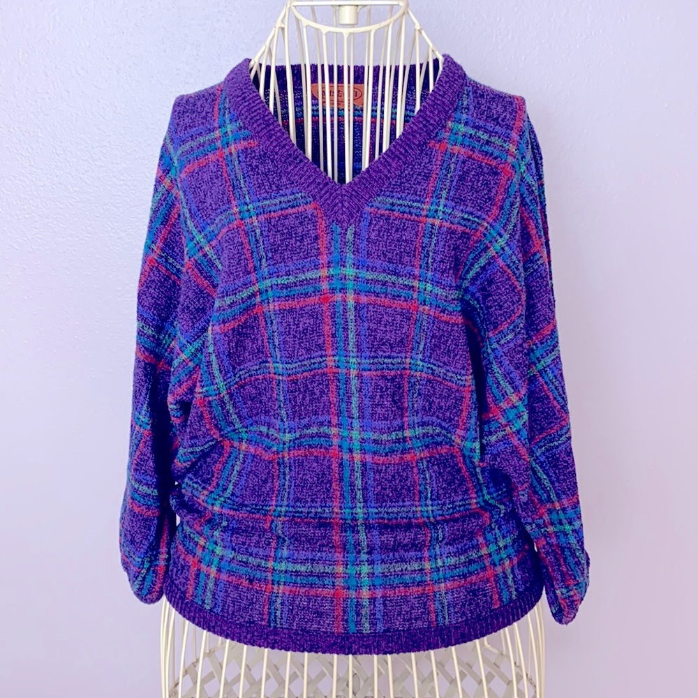 📍FIRM📍Vtg 💜 Missoni Italy Plaid wool sweater